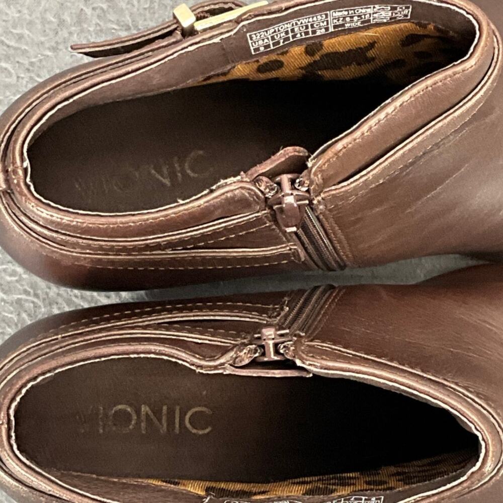 Vionic Upton Brown Leather Western 2.5" Block Heel Comfort Ankle Boot Women 9 - Picture 8 of 13
